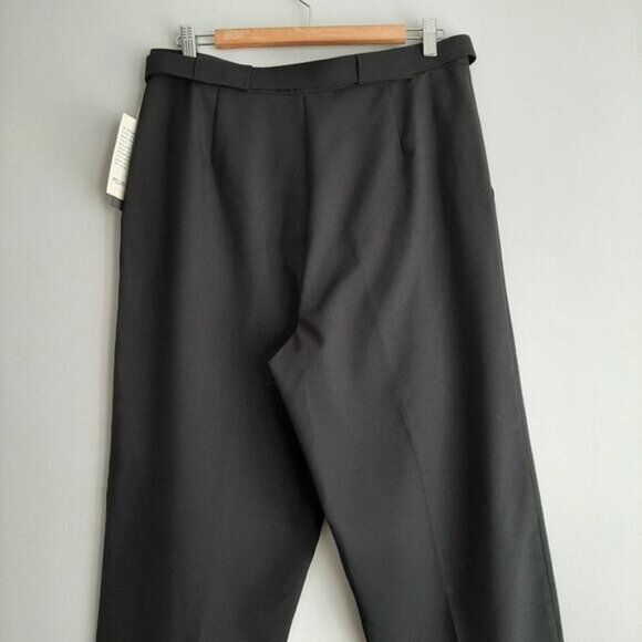 TWO ROADS | Vintage Trousers High Waist Pleats Dress Pants Belt Black Neutral L - Picture 7 of 12